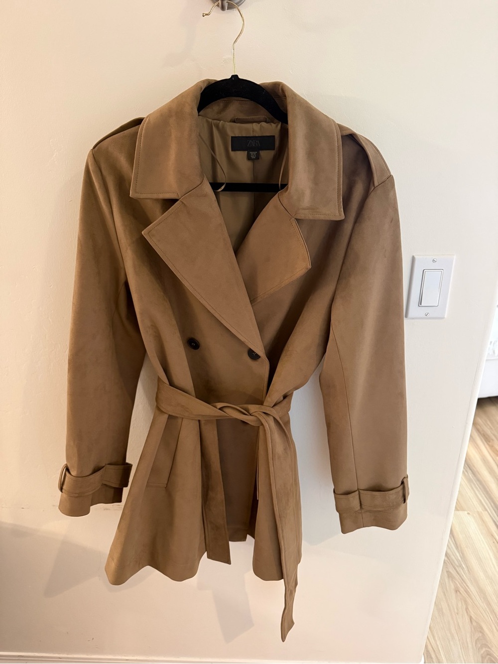 Zara Tan Belted Double-Breasted Trench Coat